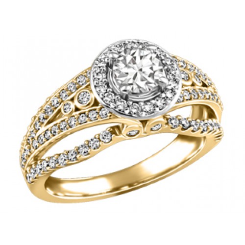 Bague dame or 2 tons, diamants Fire&Ice